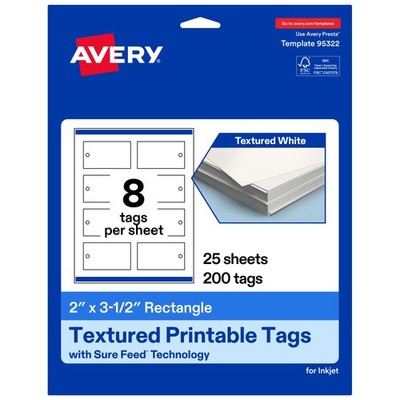 Avery bedruckbare rechteckige Etiketten Sure Feed Technologie 2 x 3,5 strukturiert matt