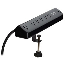 6-Outlet 2-USB Port 900J Desk Clamp Surge Protector Power Strip, 10 ft Cord