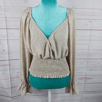 No Frills Los Angeles Sz L Smocked Peasant Top Sweetheart Neckline Boho Fairy