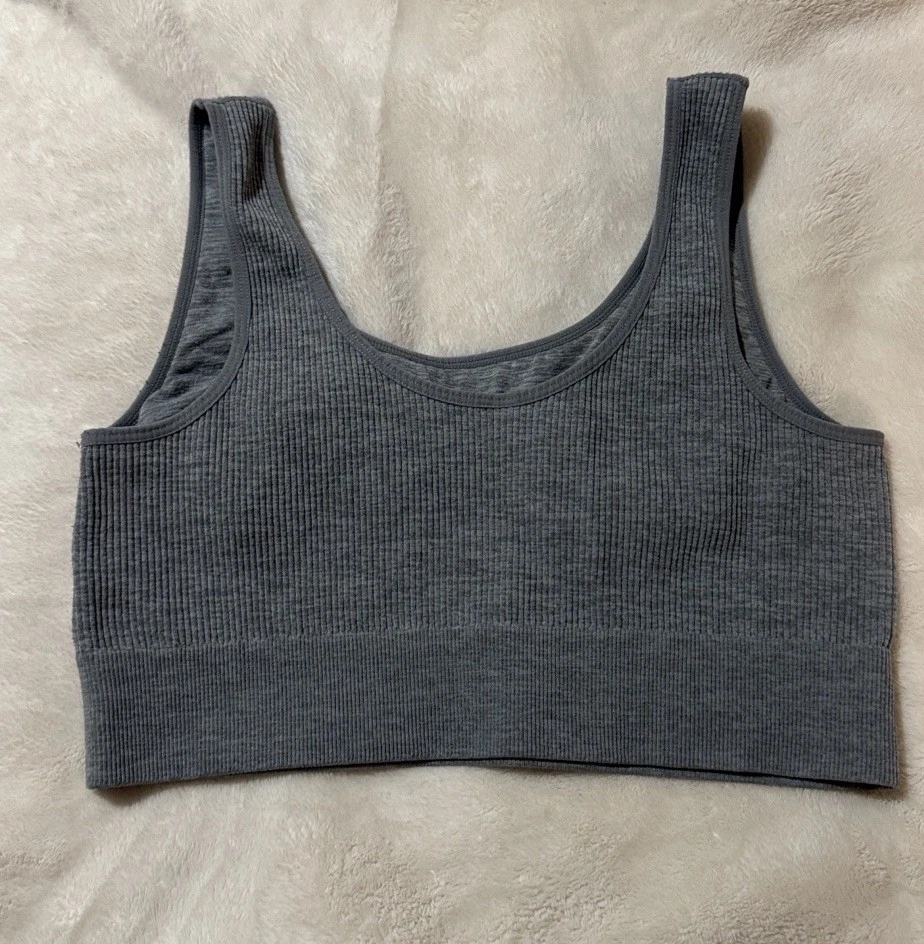 So Bralette Deportivo Mujer Gris Claro Acanalado Mujer Talla XL Foto 2 de 3
