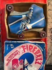 Vintage Fireball Official Roller Derby Shoe Skates Women's Size 7 Blue with Box