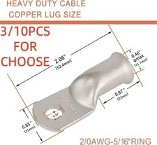 3/10Pcs 2/0 AWG-5/16 M8 Tinned Ring Terminals Battery Lugs Battery Cable Ends