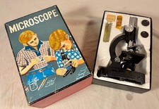 VINTAGE 1950s 60s JUNIOR MICROSCOPE KIT / SET IN ORIGINAL BOX COMPLETE 10X 15X