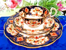 Royal Albert tea cup &  saucer crown china Imari painted Cobalt blue teacup trio