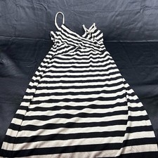 🖤 Derek Women’s Cream & Black Striped Maxi Dress – Size M – Spaghetti Strap