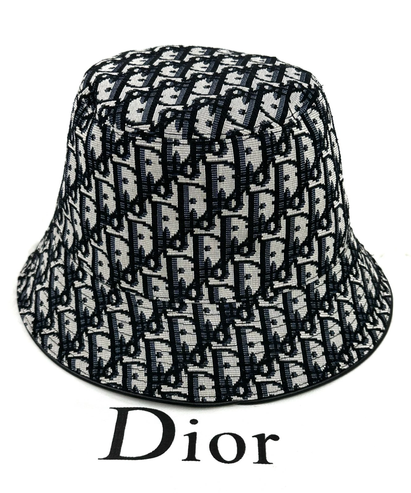 Dior Oblique Monogram Logo Denim Canvas Bucket Hat Cap Black Size S