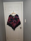 Mexican Hand Woven Black Poncho With Peacock — photo 2