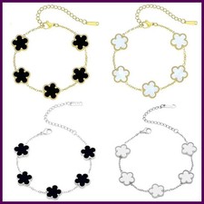 Lucky Clover Women's Hand Bracelets Double Sided Flowers Jewellery Gifts