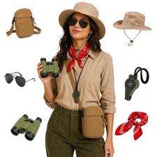 Tinyones Forest Ranger One Size Fits Most Adults, Brown Hat, Red Scarf