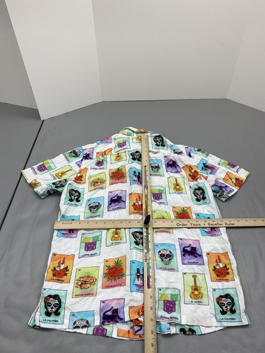 Vans Shirt Mens Medium Multicolor Calavera Loteria Dia de los Muertos Button Up - Picture 5 of 7