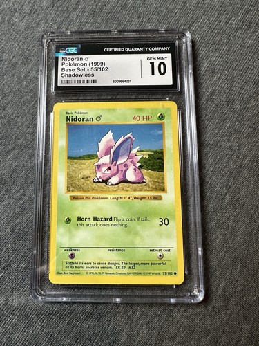 Nidoran ♂ (Shadowless) graded CGC 10 for sale on eBay