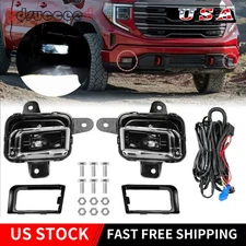 LED Front Bumper Fog Light w/Bezel Switch Wire Kit For 2022-2024 GMC Sierra 1500