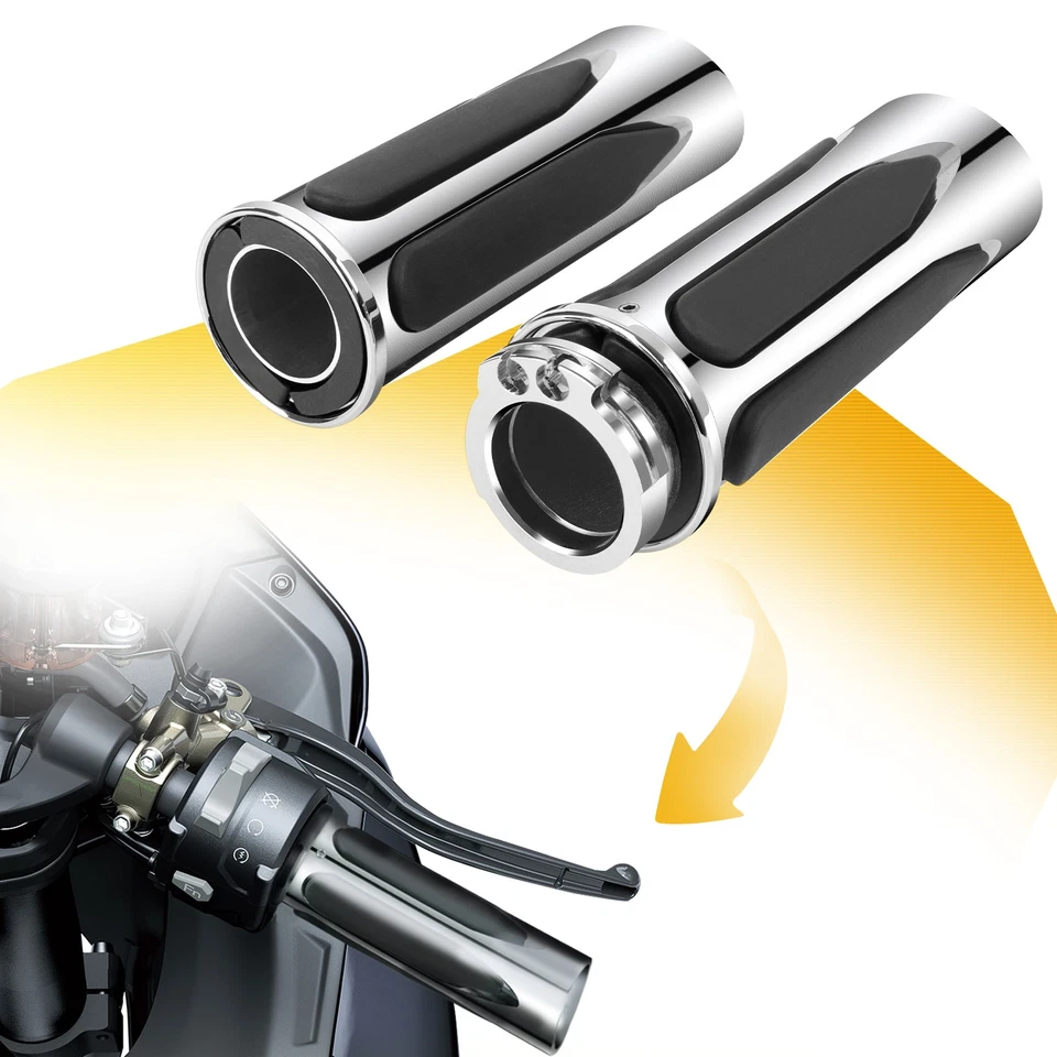 Chrome 1" Motorcycle Handle Bar Hand Grips For Harley Heritage Softail Classic - Image 3 of 4