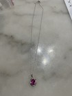 Oval 2.50 Ct Pink Sapphire & Diamond Necklace Lab Grown — photo 2