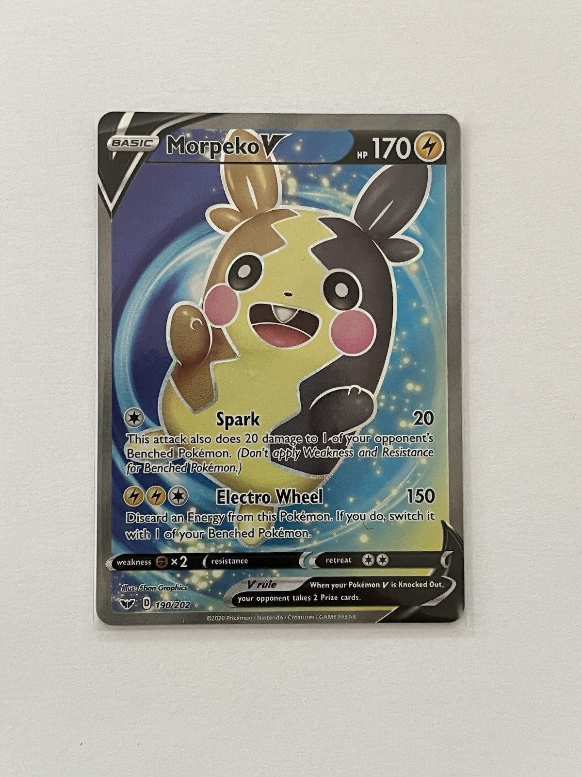 Morpeko V - 190/202 - Full Art Ultra Rare NM Sword & Shield Base Set Pokemon