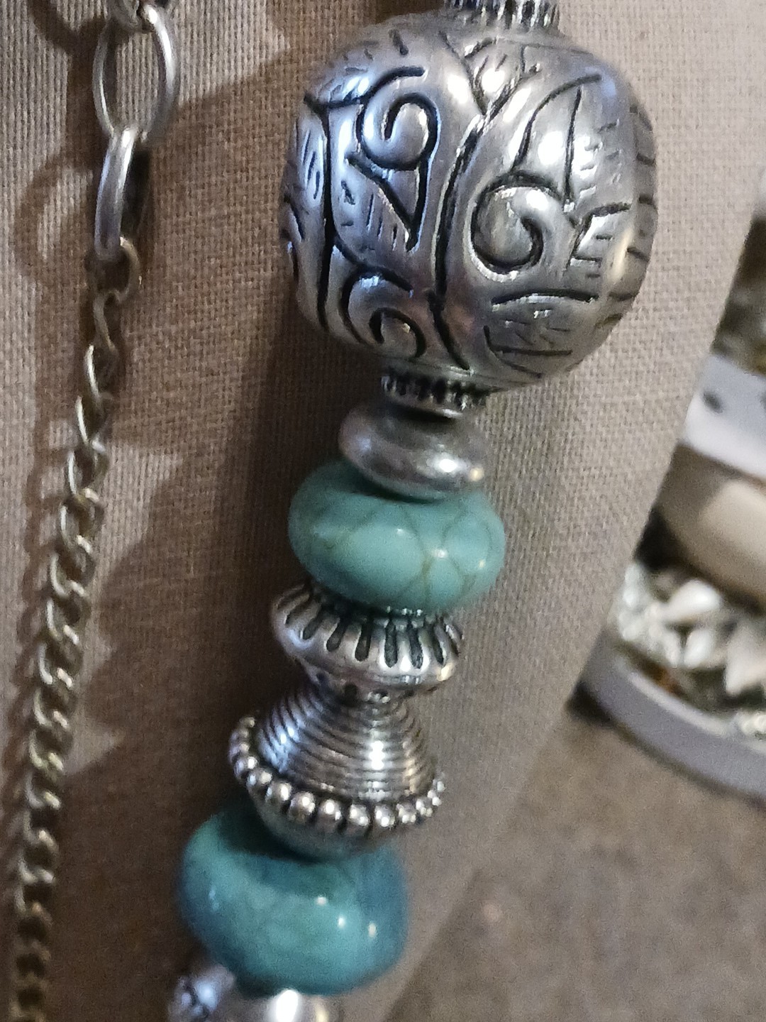 Chico's Turquoise / Silver Large Statement Neckla… - image 2