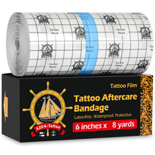 Tattoo Aftercare Bandage, 6"x 8 Yard, Waterproof Second Skin Cover up Tape, Heal