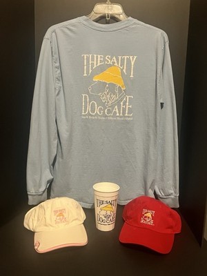 Salty Dog Cafe HHI Souvenir Bundle - 2 Adj Hats,  Long Sleeve T-Shirt & 22oz Cup