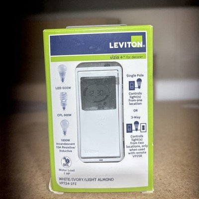 Leviton Vizia+ 24-hour Programmable Timer , VPT24-1PZ, New