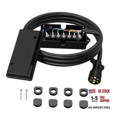 8FT 7 Pin Trailer Wiring Harness with 7 Gang Junction Box, Heavy 8 FT W/Box
