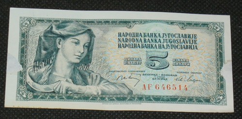 Jugoslawien * 5 Dinar * 1968 * Geldschein Banknote