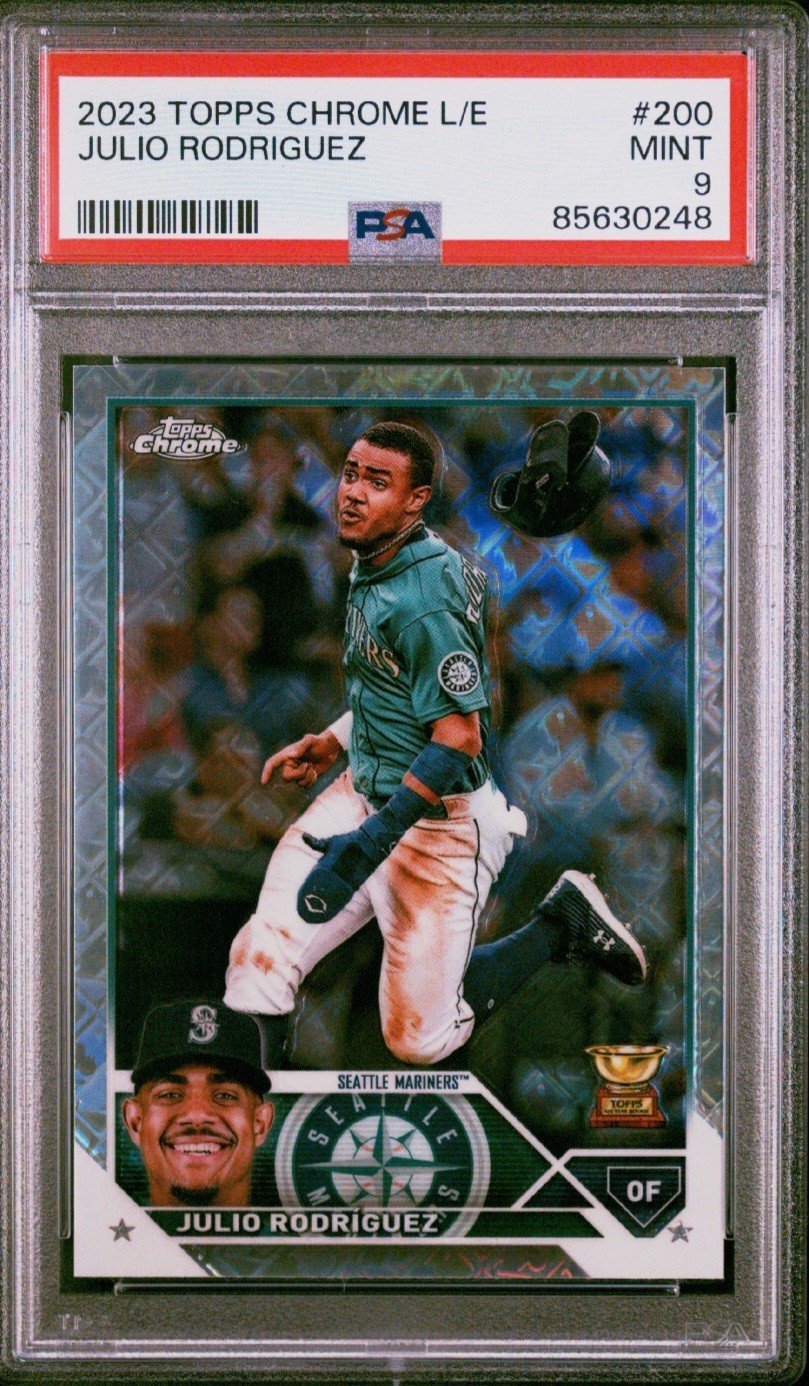 2023 Topps Chrome Logofractor Julio Rodriguez Rookie Cup Seattle Mariners PSA 9