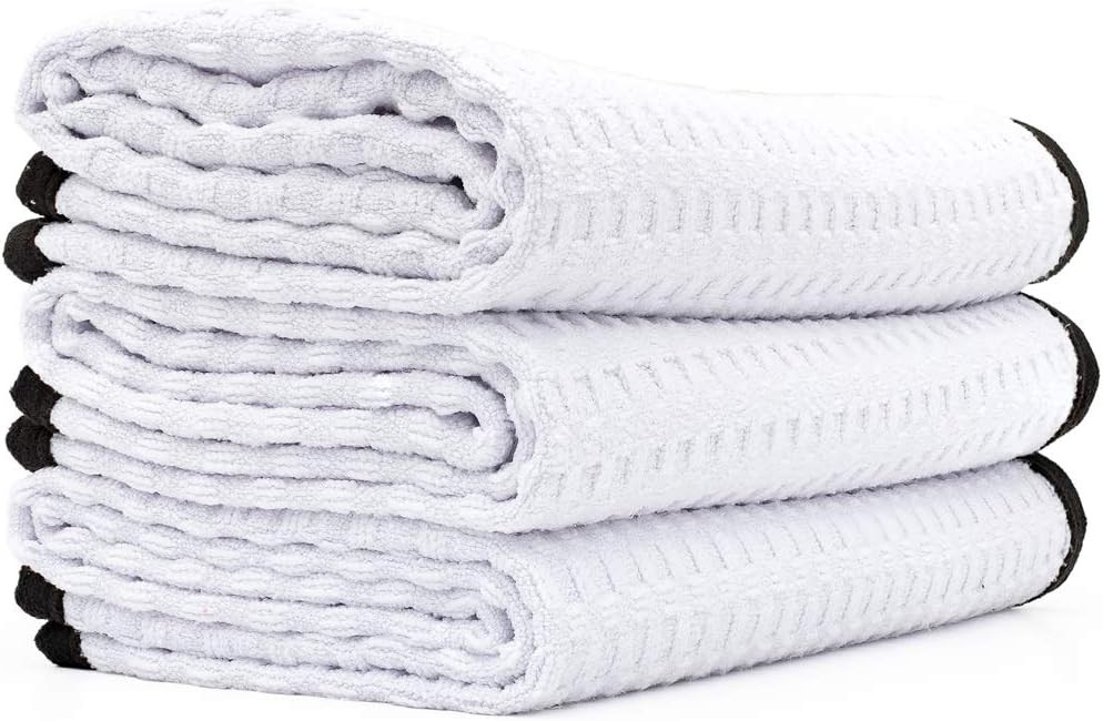 Microfiber waffle weave, drying and delicate wash towel, soft suede trim