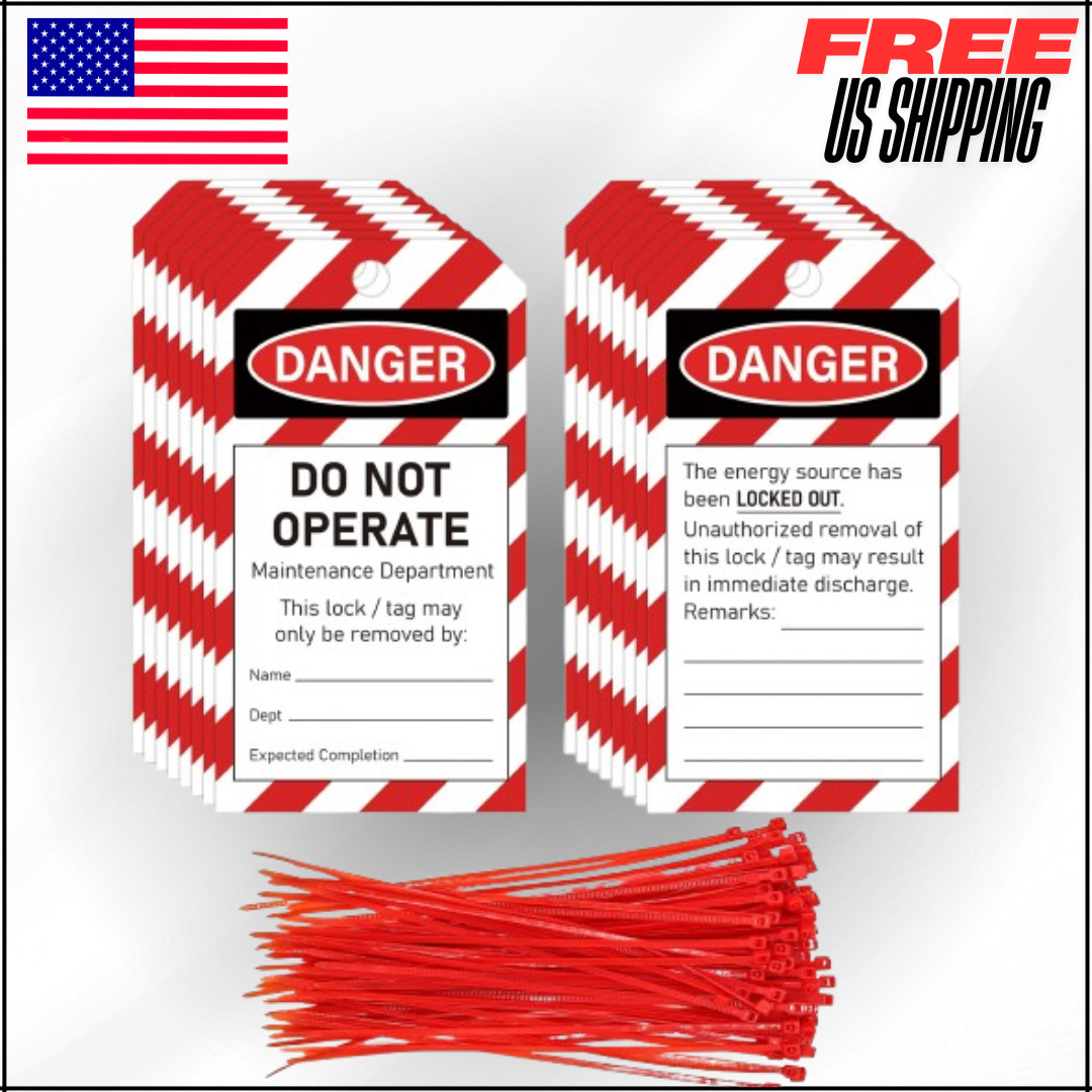 Labels With Zip Ties Osha, 50 Pcs