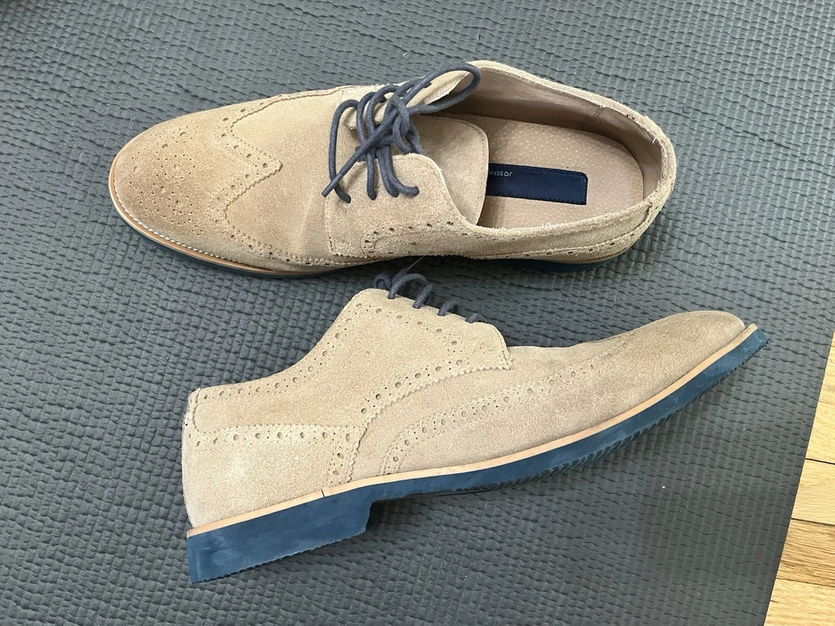 Joseph Abboud Taupe Suede Wingtip Derbys with Blue Accents Joseph Abboud Suede Wingtip Dress Shoes for Men for sale | eBay main image 4