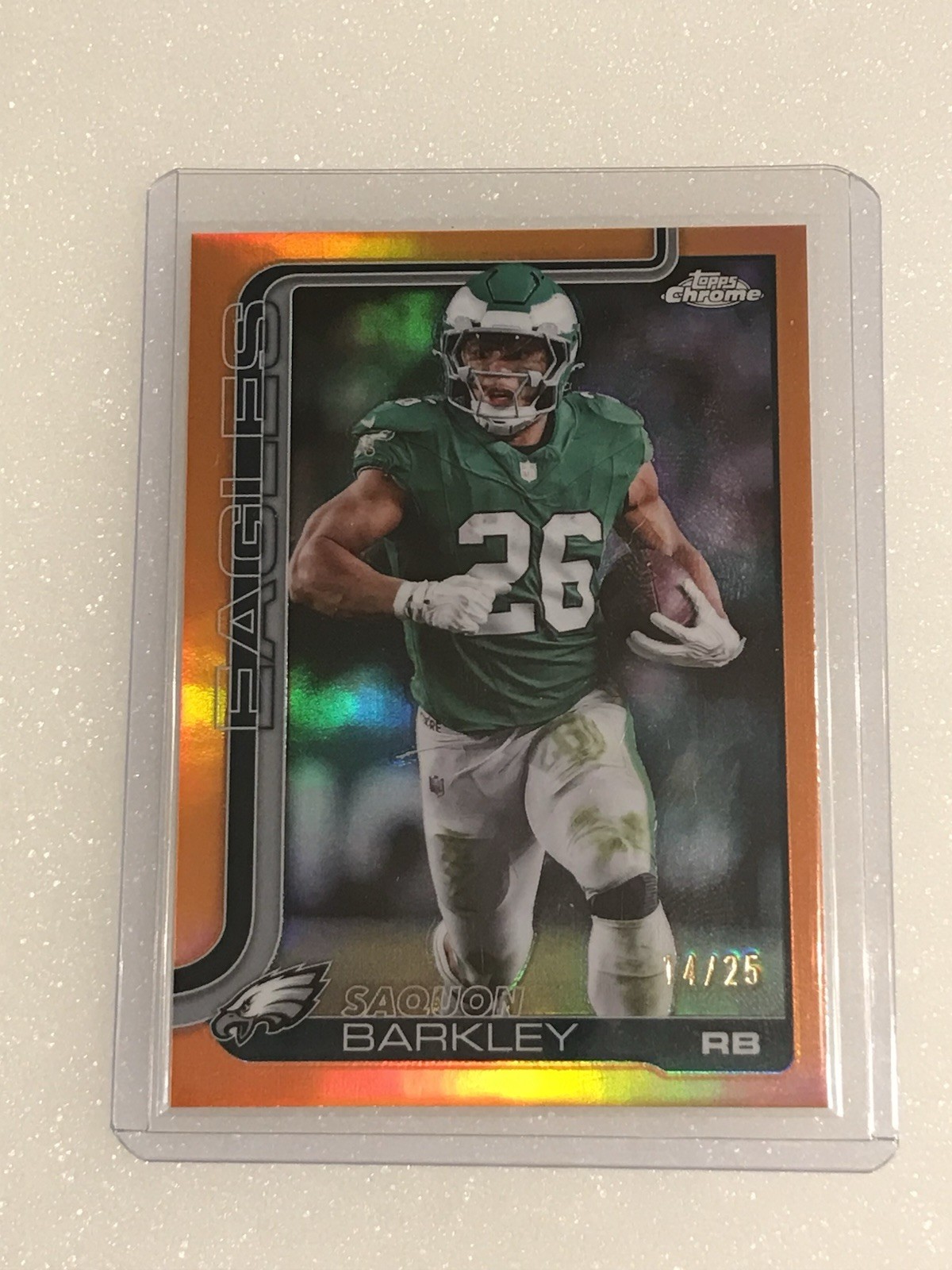 2025 Topps Chrome Football Saquon Barkley True Orange Refractor /25