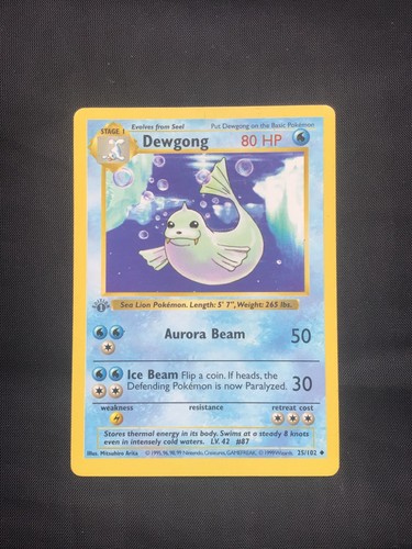 Pokemon Cards: Base Set 1st Edition Uncommon: Dewgong 25/102