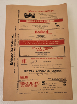 #ad 1993 Robinson#x27;s Holmes County Ohio amp; Millersburg City Rural Directory Phone Book $19.99