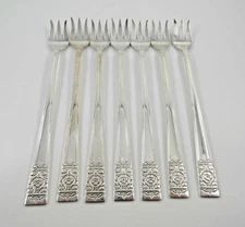 National Silver Co INAUGURATION 7 Cocktail Forks Silverplate Flatware