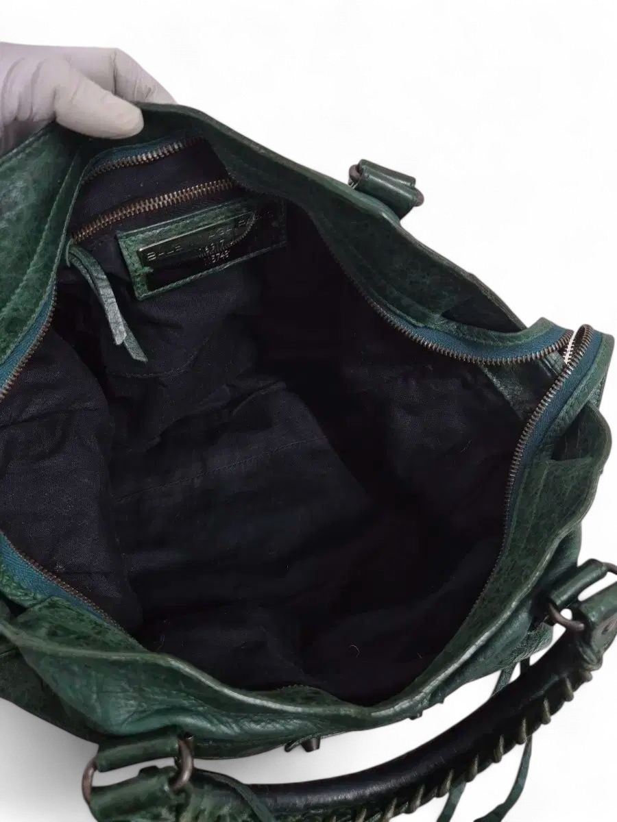 RARE BALENCIAGA City 115748 Khaki Green Leather 2way Bag Y2K