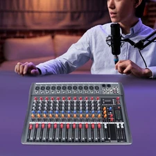 12 Channel Audio Mixer Bluetooth USB DJ Sound Mixing Console Amplifier Studio