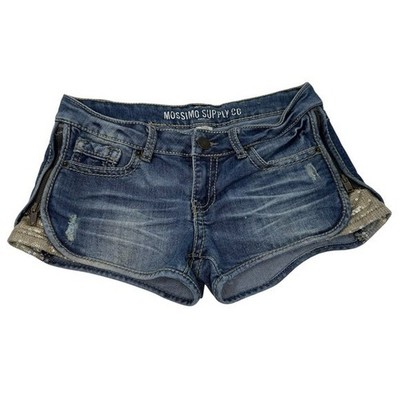 Vintage mossimo 2000s micro mini hip hugger denim shorts size 7 y2k