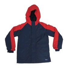 Kids Land's End Grow Along Squall Jacket Fleece Lined Navy Blue Red Size M 10/12
