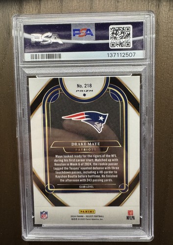 2024 Drake Maye Select Zebra Shock CLUB LEVEL Rookie RC #218 PSA 9 🔥 - Picture 2 of 2