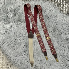 Pelican USA Burgundy Paisley Suspenders Adjustable Leather Clip On