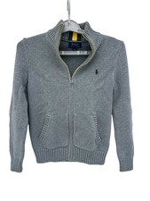 Polo Ralph Lauren Youth Medium 10-12 Gray Full Zip Cardigan Sweater EUC
