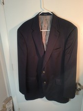 VTG Hart Schaffner Marx Navy Blazer Gold Button Sport Coat Mens 44R Made in USA