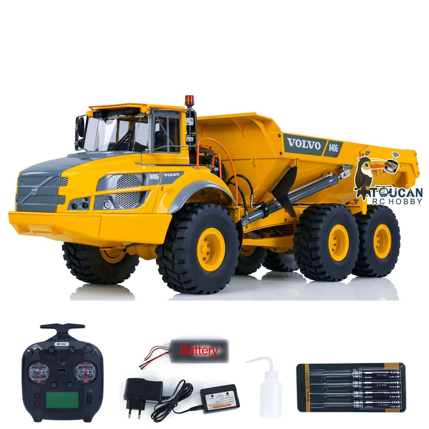 USED Double E A40G 1:16 RC Hydraulic Articulated Truck Metal Dump Truck Model