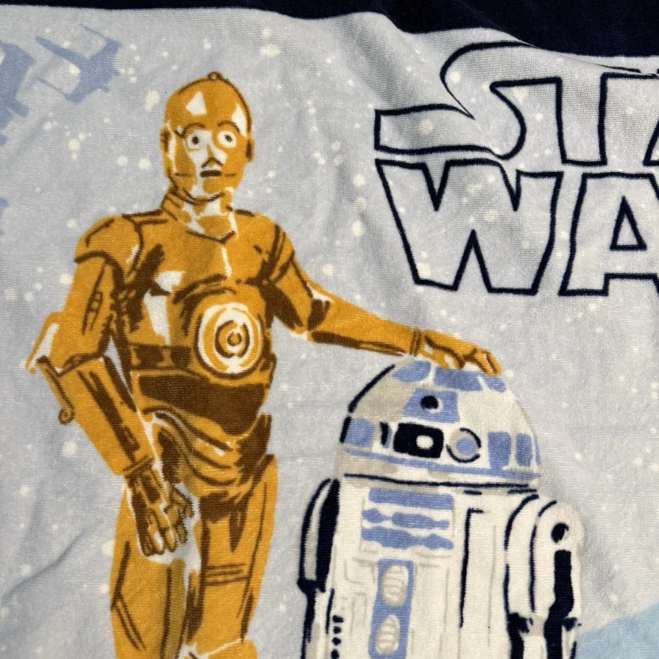 Pottery Barn kids 星球大战 C-3PO R2D2 连帽毛巾 29 英寸 x 47 英寸 — 第 4/4 张图片