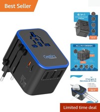 Versatile 45W USB Travel Adapter - 3 USB-A, 2 USB-C for Worldwide Compatibility