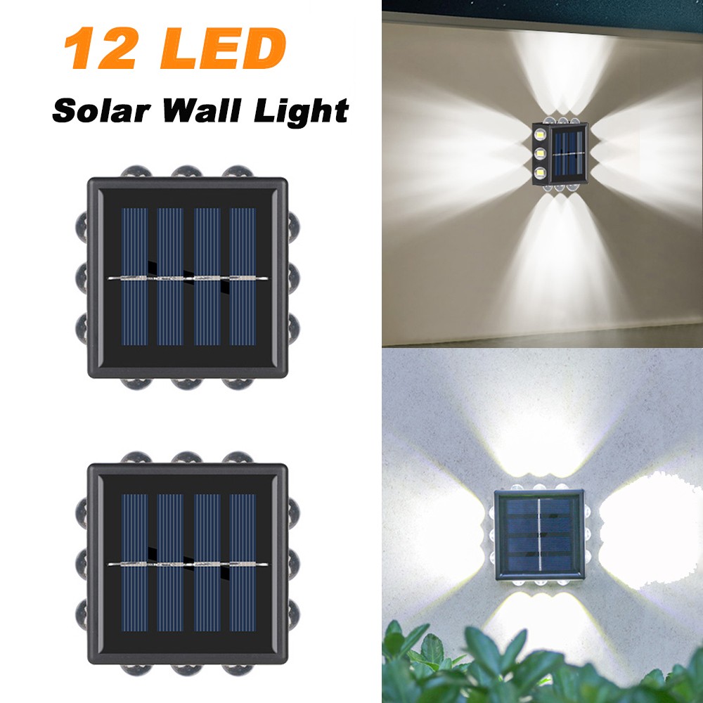 2pcs Solar LED Fence Lights for Outdoor Garden Pathway Deck Wall