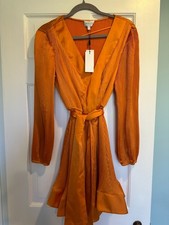 Milly Liv Satin Pleated Dress Amber - Size 6 New w/tags 425