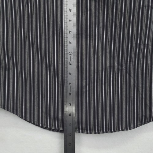 Structure Shirt Mens Large Black Gray Striped Premium Woven Long Sleeve Cotton - Picture 11 of 11