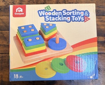 Coogam Wooden Sorting Stacking Snail  Toys 18+ Months Hand Eye Skills Size Shape