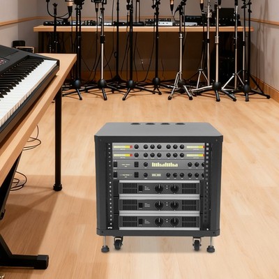 9U Audio Rack Stand Studio Rack Rectangle Server Rack Audio Holder With Wheels