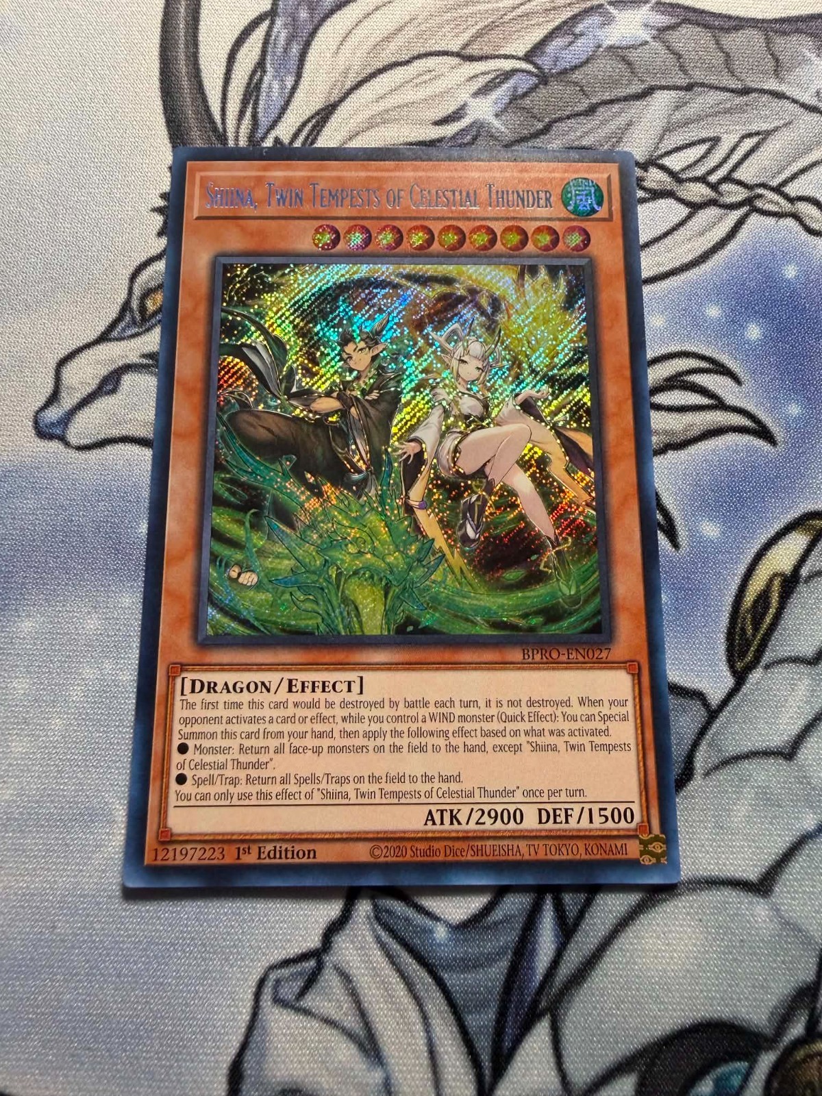 SHIINA, TWIN TEMPESTS OF CELESTIAL THUNDER * SECRET RARE BRPO-EN027 YUGIOH